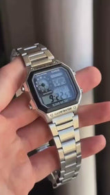 Casio Vintage Digital Watch AE-1200 | Stainless Steel Retro Watch for Men