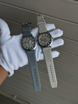 Heryi Square Skeleton Men's Watch | Silicone Strap, Transparent Dial