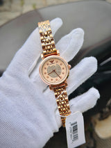 Emporio Armani Women's Watch | Silver Stainless Steel, White Dial with Crystal Markers