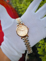 Emporio Armani Women's Watch | Silver Stainless Steel, White Dial with Crystal Markers