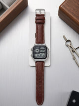 Casio Vintage World Time Digital Watch AE-1200WHL | Leather Strap