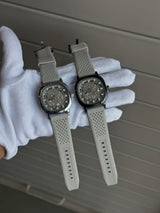 Heryi Square Skeleton Men's Watch | Silicone Strap, Transparent Dial