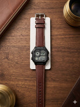 Casio Vintage World Time Digital Watch AE-1200WHL | Leather Strap