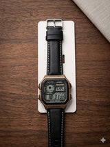 Casio Vintage World Time Digital Watch AE-1200WHL | Leather Strap